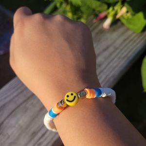 Yellow Smiley Clay Bead Anklet